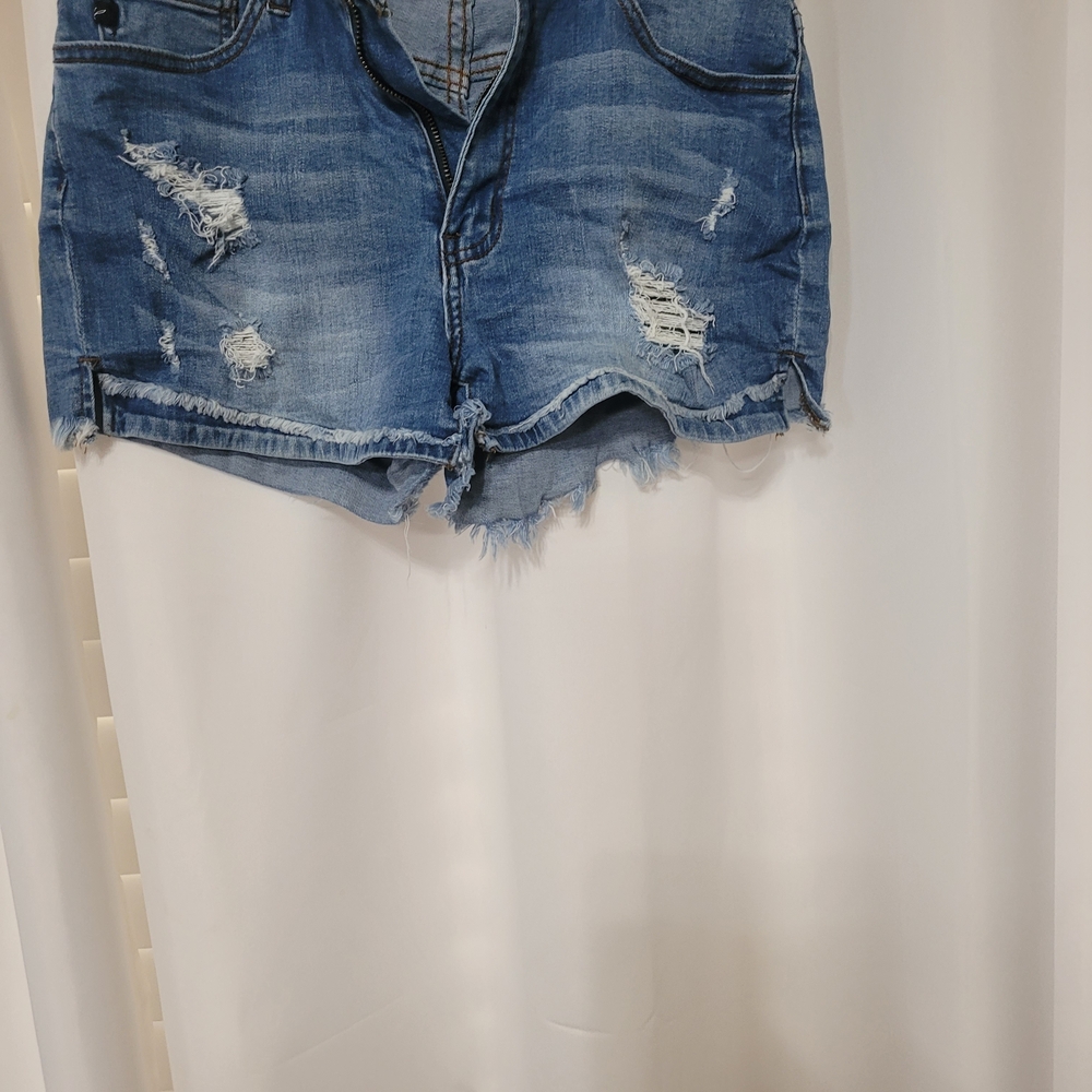 Distressed Women's Denim Shorts - Blue